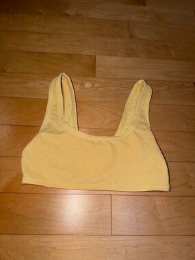 Aerie Yellow Ribbed Scoop Sports Bra